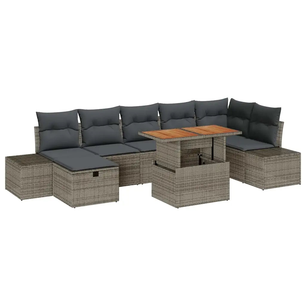 Set Divano da Giardino con cuscino 8 pcs Grigio polyrattan 3360059