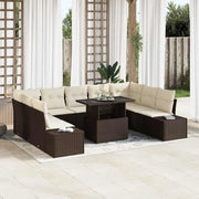 Set Divano da Giardino 10 pcs Marrone Poly Rattan 3357981