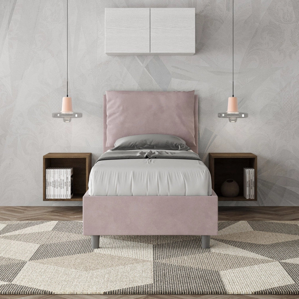 Letto Singolo 90x200 cm con Rete e Contenitore Antea Glicine