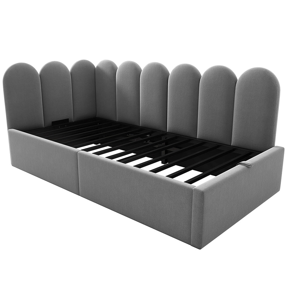 Daybed-Xylo-90x190 cm-idraulico, metallo, velluto grigio