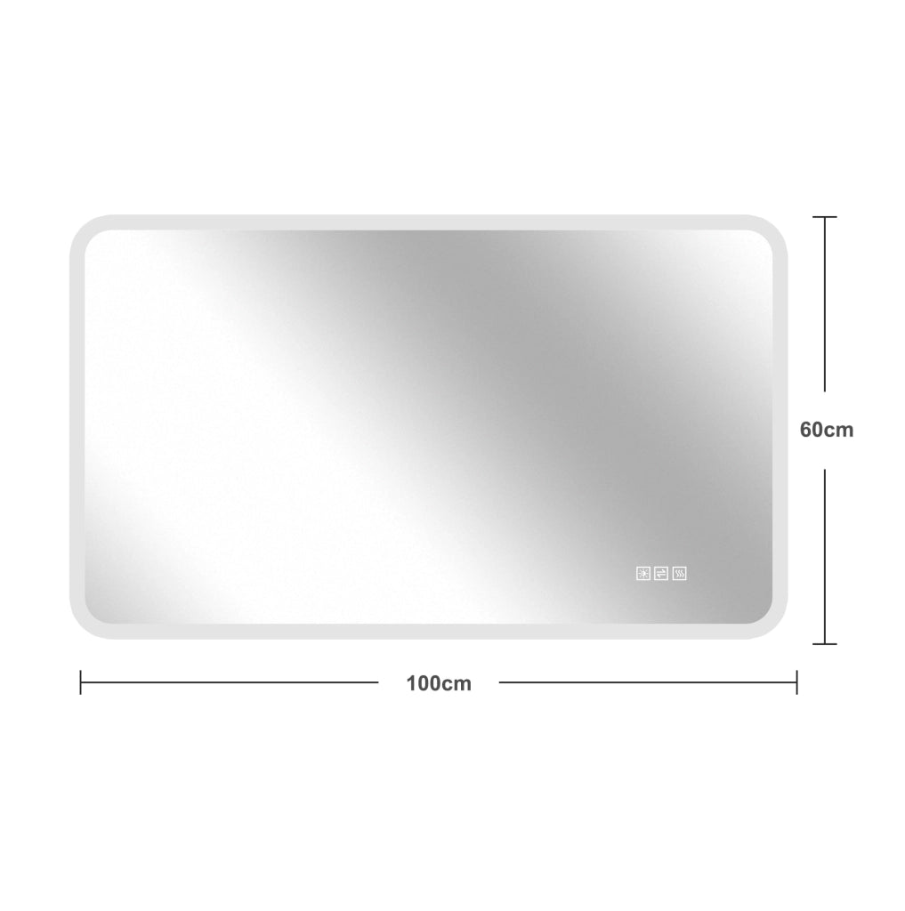 Specchio da bagno LED 111x71x7 cm con antiappannamento; 3 colori luce e memoria