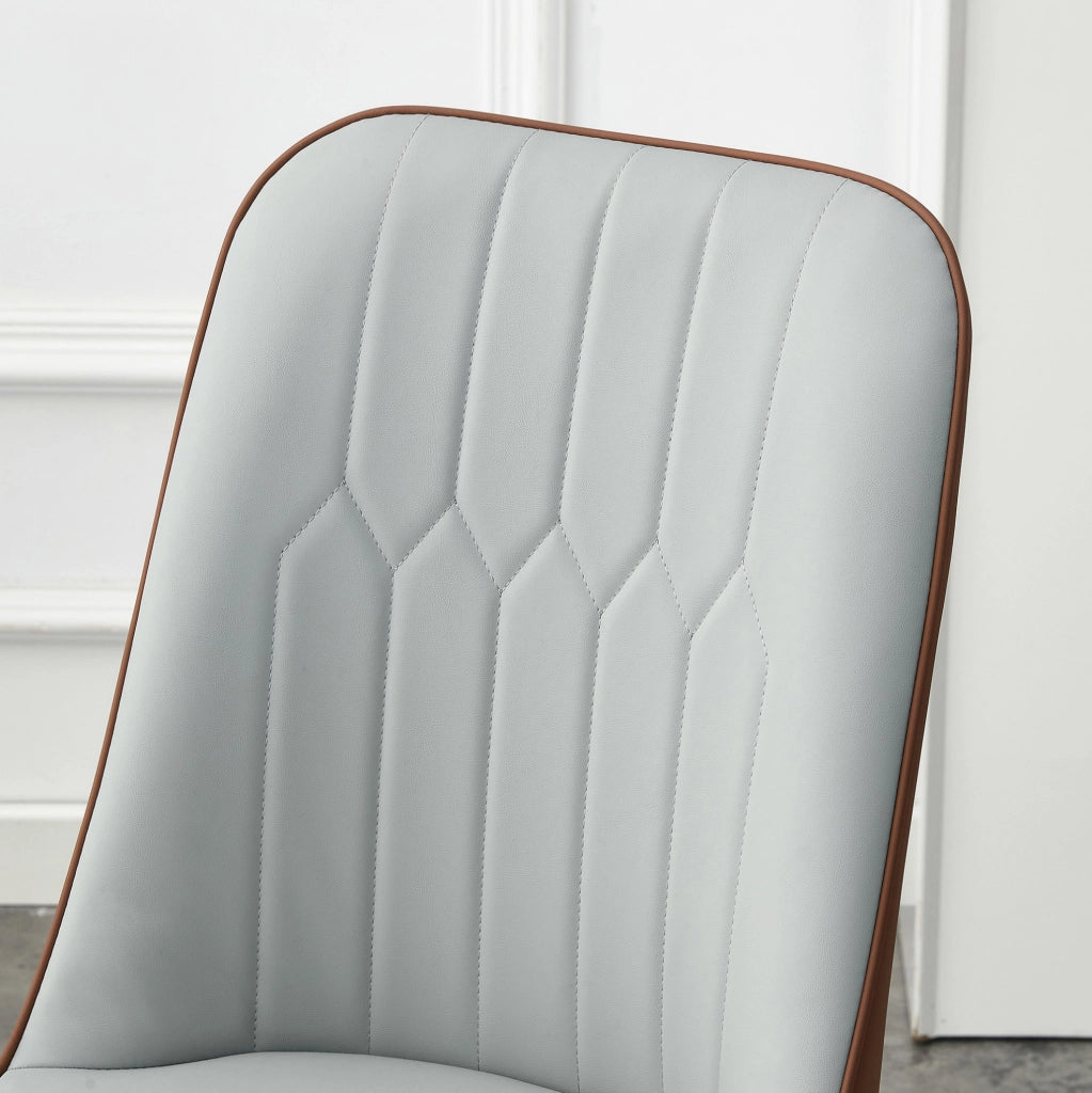 SEDIA da pranzo Set da 2 pezzi 43 cm PU bicolore grigio chiaro e marrone gambe nere