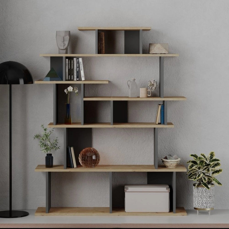 Libreria design Apollon rovere e antracite