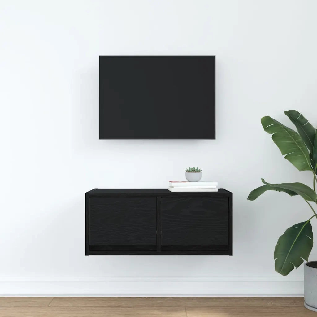 Mobile Porta TV-Mobile per TV-Credenza TV Rovere Nero 60x31x25,5 cm in Legno Multistrato 644838