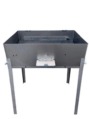 Barbecue da esterno con coperchio richiudibile in ferro, piedi estraibili, per carbone o legna, ideale per campeggio, picnic, grigliate 40x30 cm