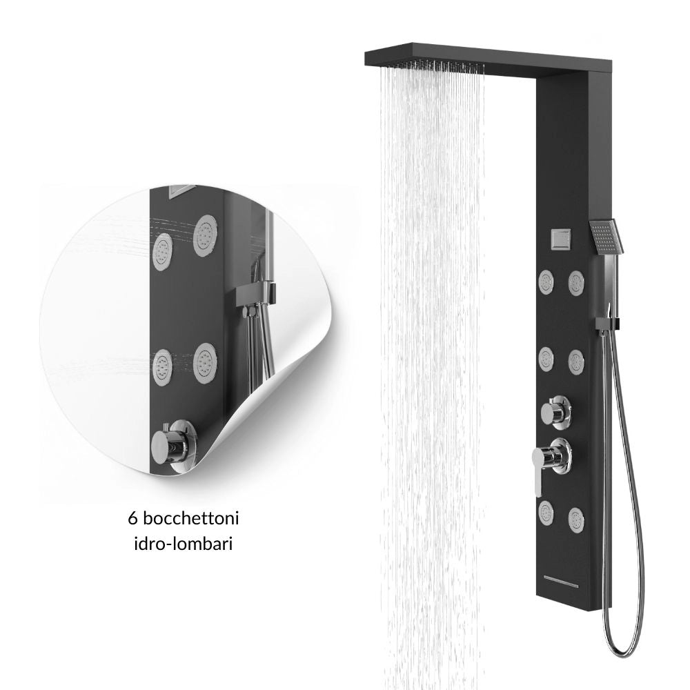 Colonna pannello doccia 4 funzioni york-1 black display controllo temperatura