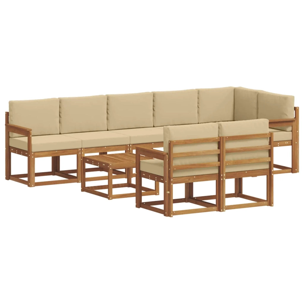 Set di divani da esterno con cuscino 9 pcs Naturale e Beige 3366596