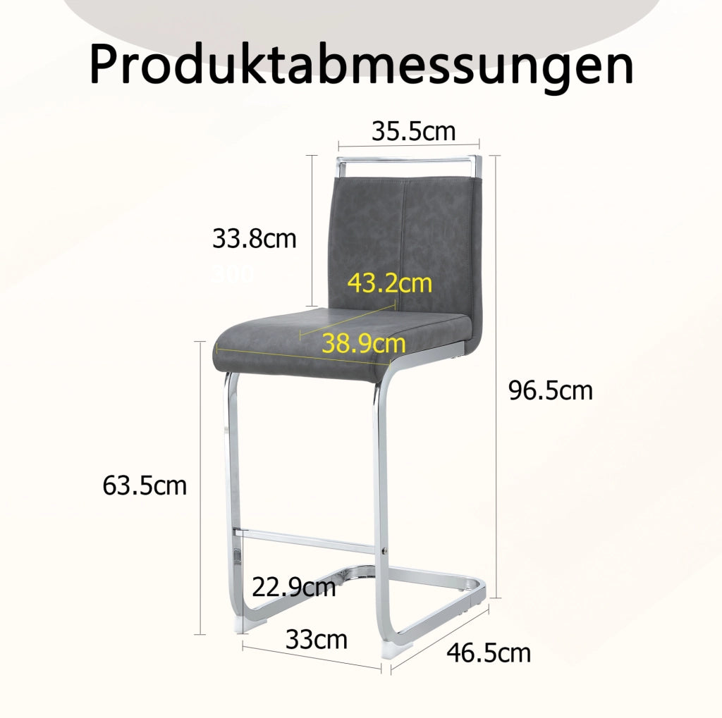 SGABELLO BAR 96,5 cm Grigio scuro/Argento in PU Set da 2 pezzi