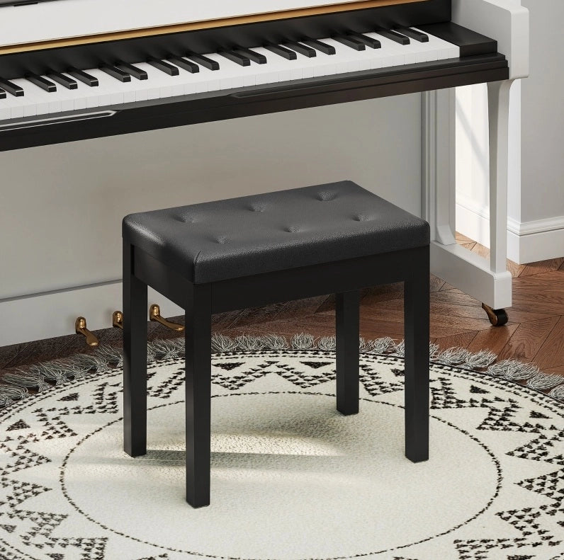 PANCA PIANOFORTE Contenitore 55 x 34 x 50 cm Pelle rigenerata Nero