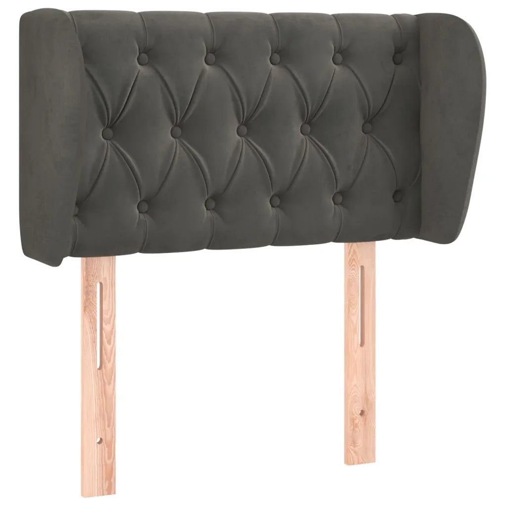 Testiera ad Orecchio Grigio Scuro 83x23x78/88 cm in Velluto 3117511