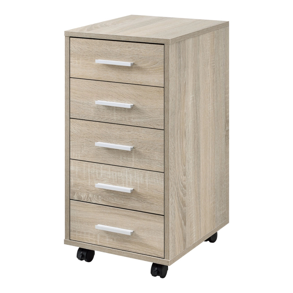 Cassettiera a Ruote Comodino con 5 Cassetti 63 x 33 x 38 cm - Effetto Rovere Sonoma [en.casa]