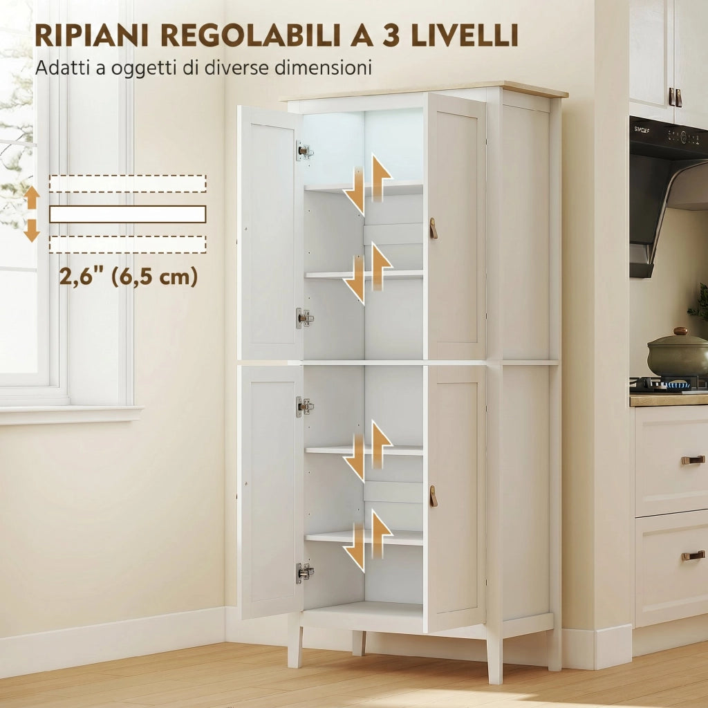 Credenza Bianca ¨C Minimal ¨C 177 cm, ripiani regolabili, luce LED dimmerabile