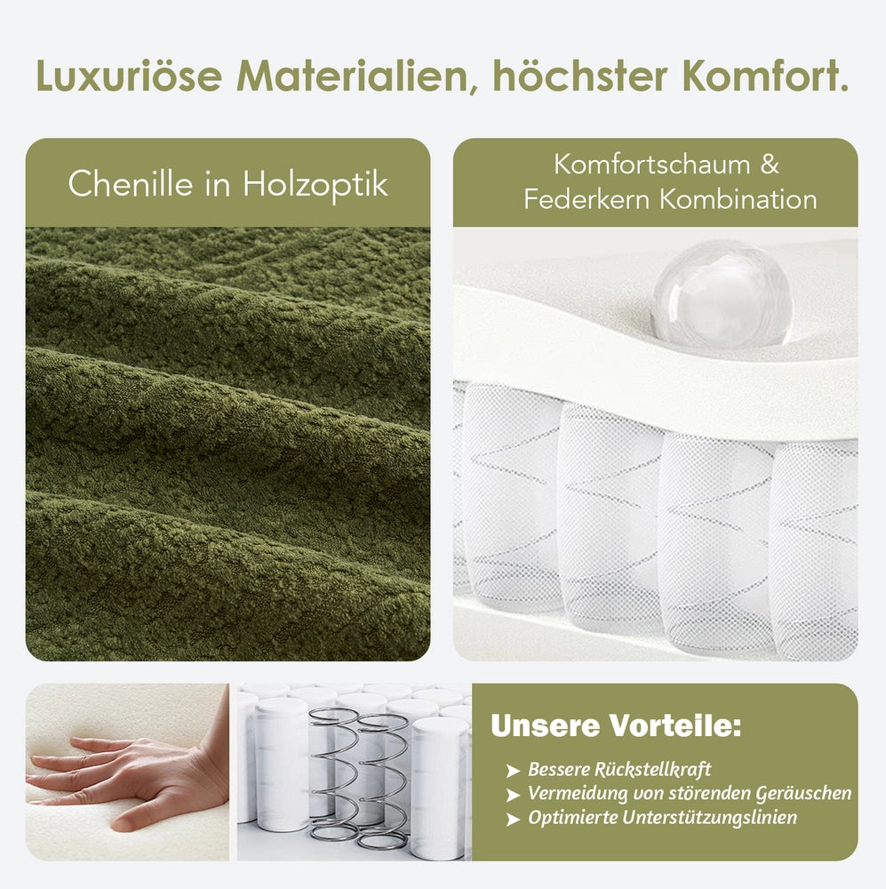 Divano 2 posti con cuscini ¨C Minimal ¨C Verde tessuto imbottito