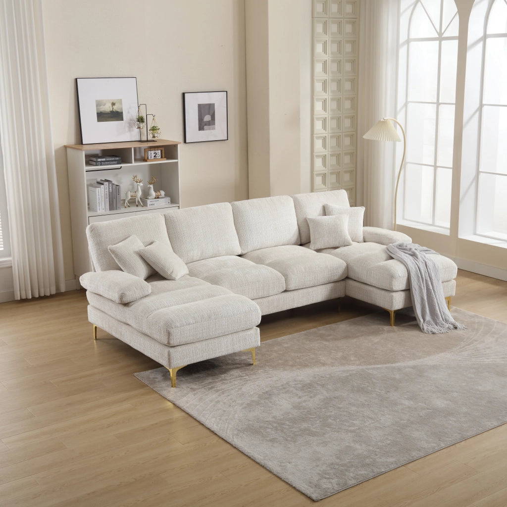 Divano U Angolare Chenille 3 Posti ¨C MINIMAL ¨C Grigio, Tessuto