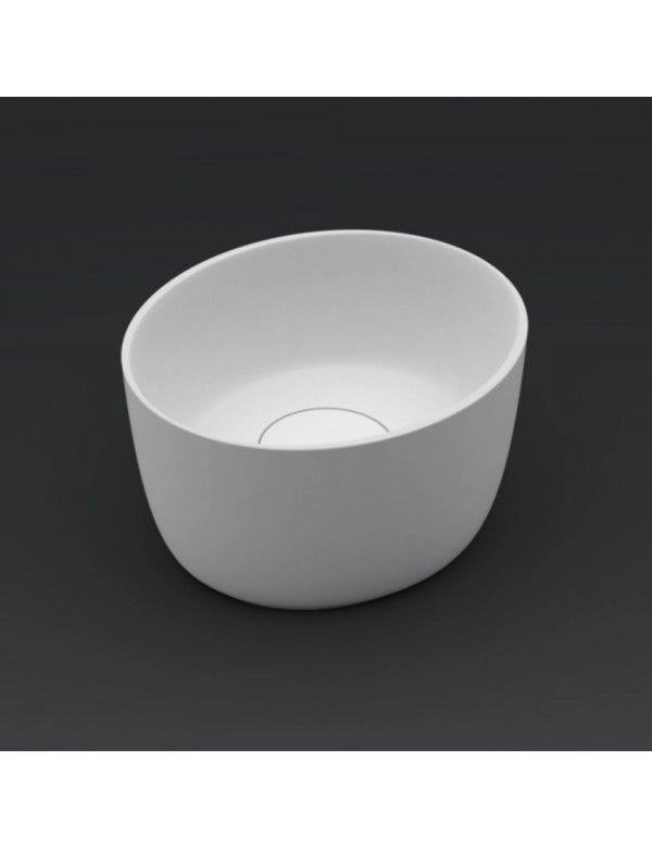 Lavabo da appoggio bianco opaco OVAL RIHO 38x33 cm solid surface