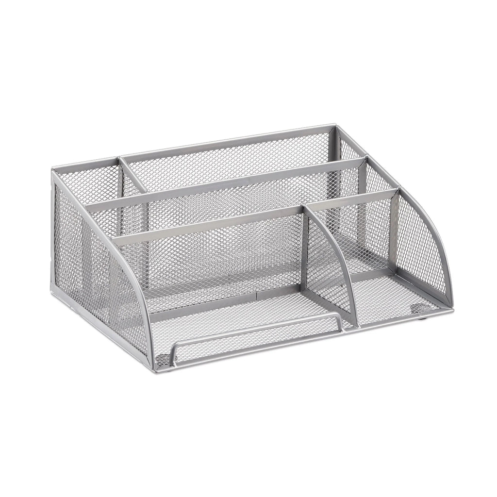 Organiser da scrivania in rete metallica 10,5 x 25,5 x 18 cm design elegante pratica custodia in metallo nero 13_0006790