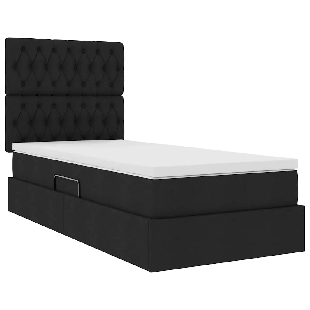Letto con contenitore e LED con led Nero 90 x 200 cm Poliestere
