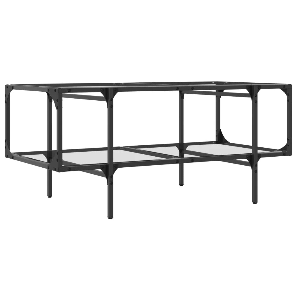 2 pz Tavolini da salotto | Tavolino da caff¨¨ | Tavolino da Soggiorno con Piano Vetro Trasparente 98,5x50x45 cm Acciaio