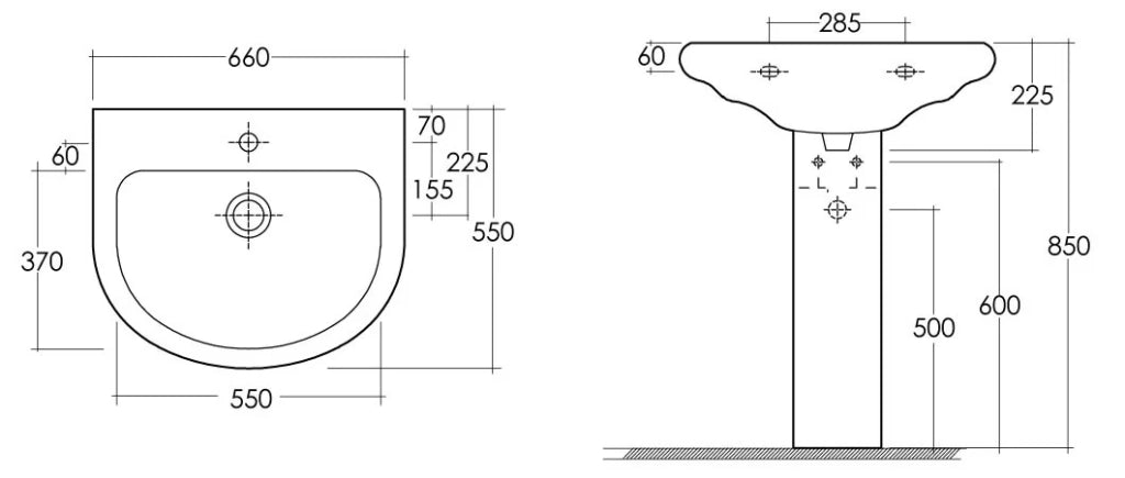 Lavabo serie orient/ninfea 65 cm di rak ceramics