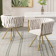 SEDIA Girevole Set da 2 pezzi in Velluto Beige e Oro