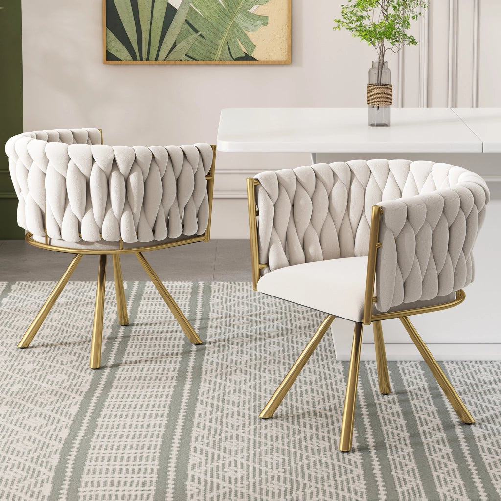 SEDIA Girevole Set da 2 pezzi in Velluto Beige e Oro