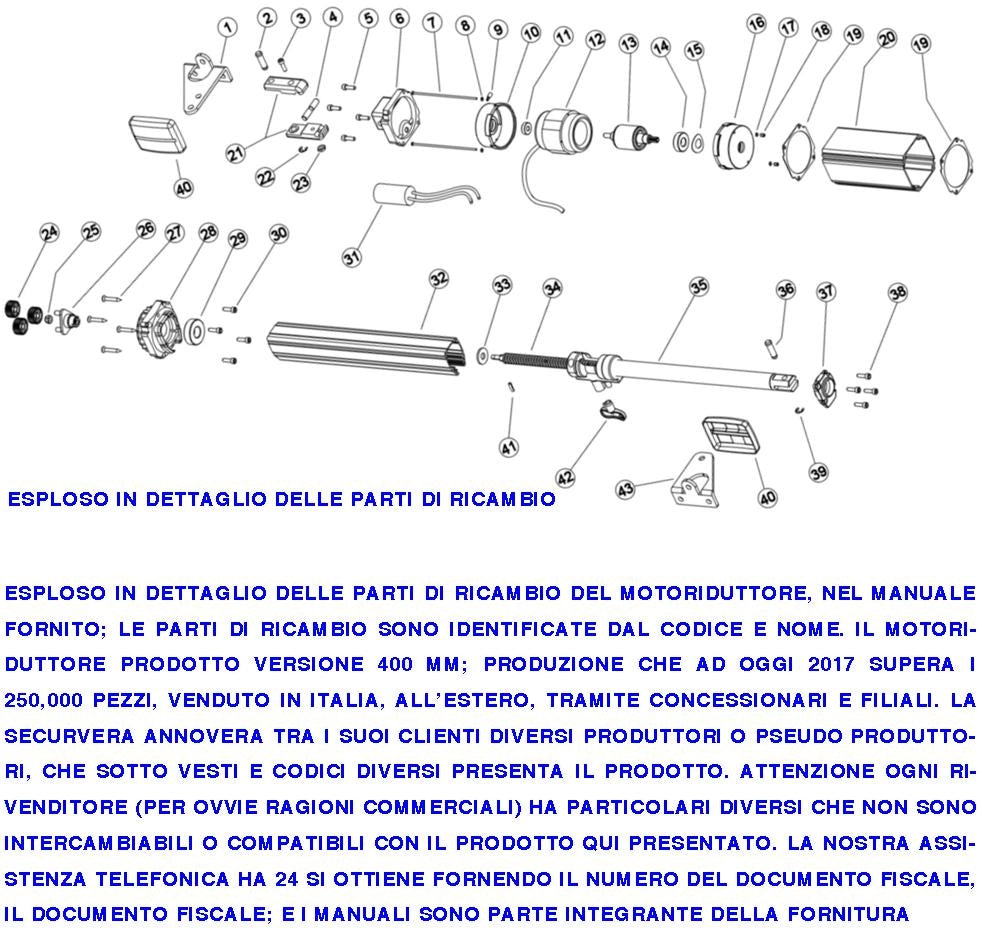 Tubo Acciaio Inox 942 Corsa 400 mm Completo di Carrello di Traino Con Sblocco Emergenza a Chiave Ricambio per Motori Cancello Automatico 942 LINEAR 11 SV-ML4 VH 400 VH 230 BH 24 Sopporta Spinta 200 Kg