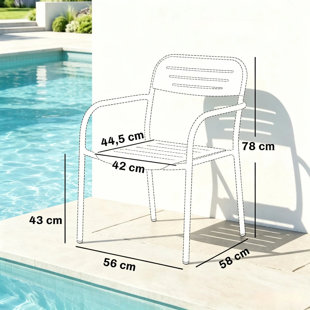 Set 2 sedie da giardino moderne, design compatto, impilabili