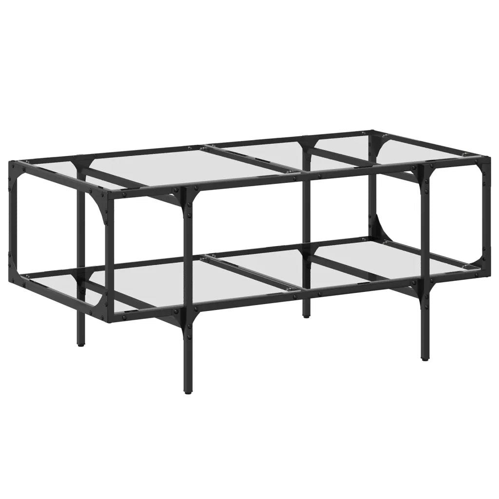 2 pz Tavolini da salotto | Tavolino da caff¨¨ | Tavolino da Soggiorno con Piano Vetro Trasparente 98,5x50x45 cm Acciaio