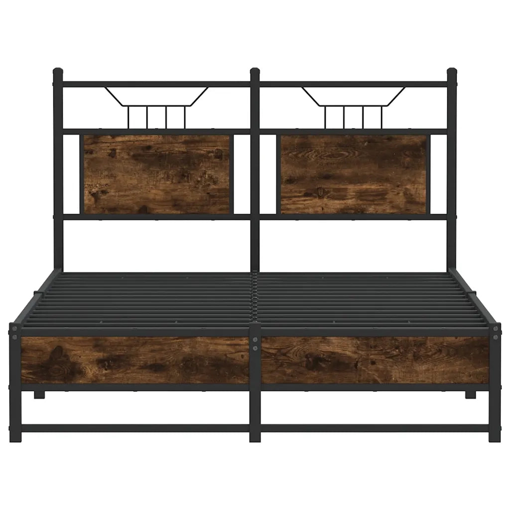 Letto matrimoniale | Letto per adulti | Giroletto senza Materasso Rovere Fumo 120x190 cm in Truciolato