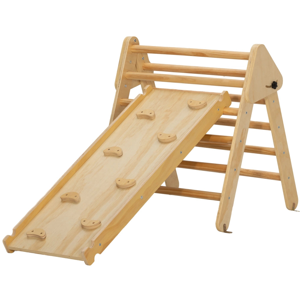 Triangolo rampicante 3 in 1 in legno naturale con scivolo per bambini 18-48 mesi ¨C Xylo ¨C 50 kg
