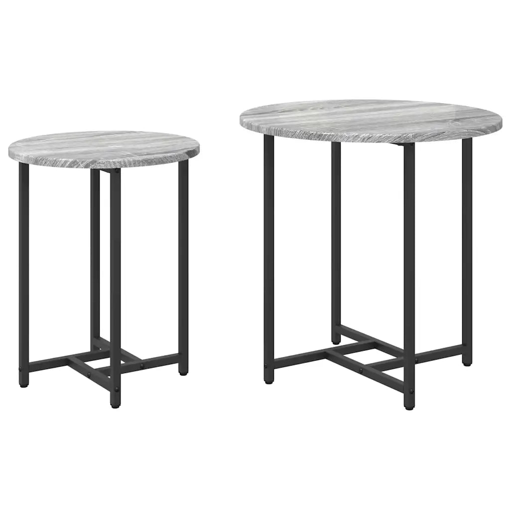 Set tavolini 2 pz | Tavolo laterale Grigio Sonoma e Nero