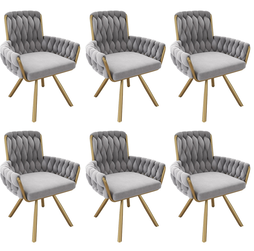 SEDIA Girevole 360° in velluto grigio Set da 6 pezzi