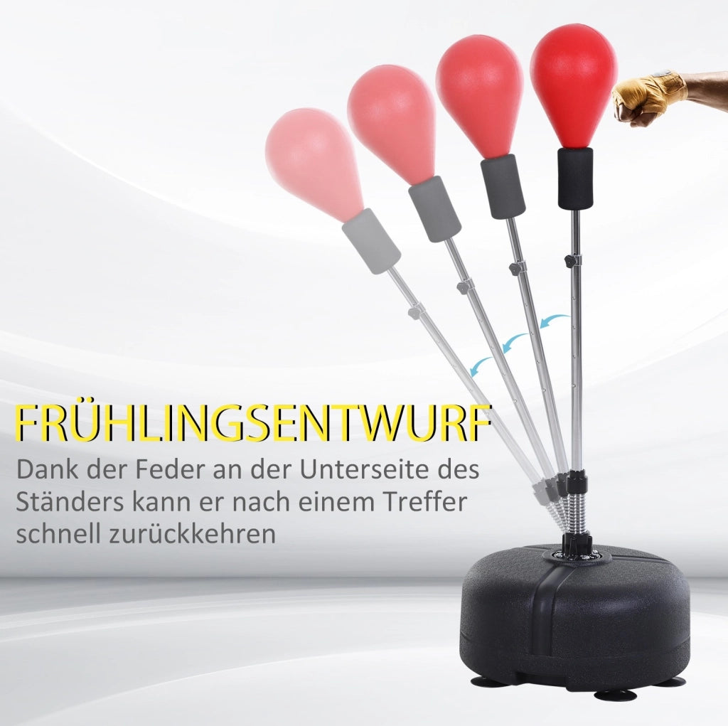 Punching ball con base ULEVR regolabile 136-154 cm, base con ventose zavorrabile, nero