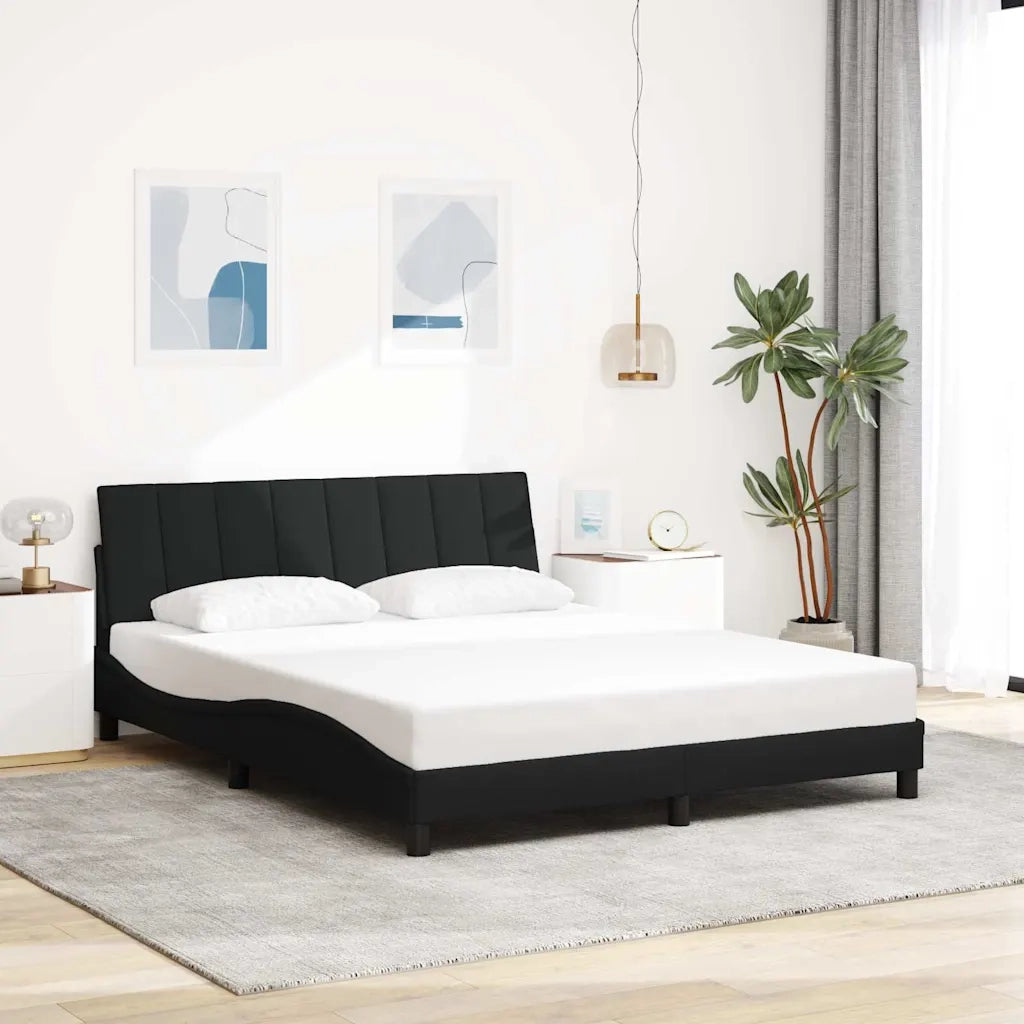 Letto matrimoniale | Letto per adulti | Giroletto senza Materasso Hanko Nero 160x200 cm in Tessuto