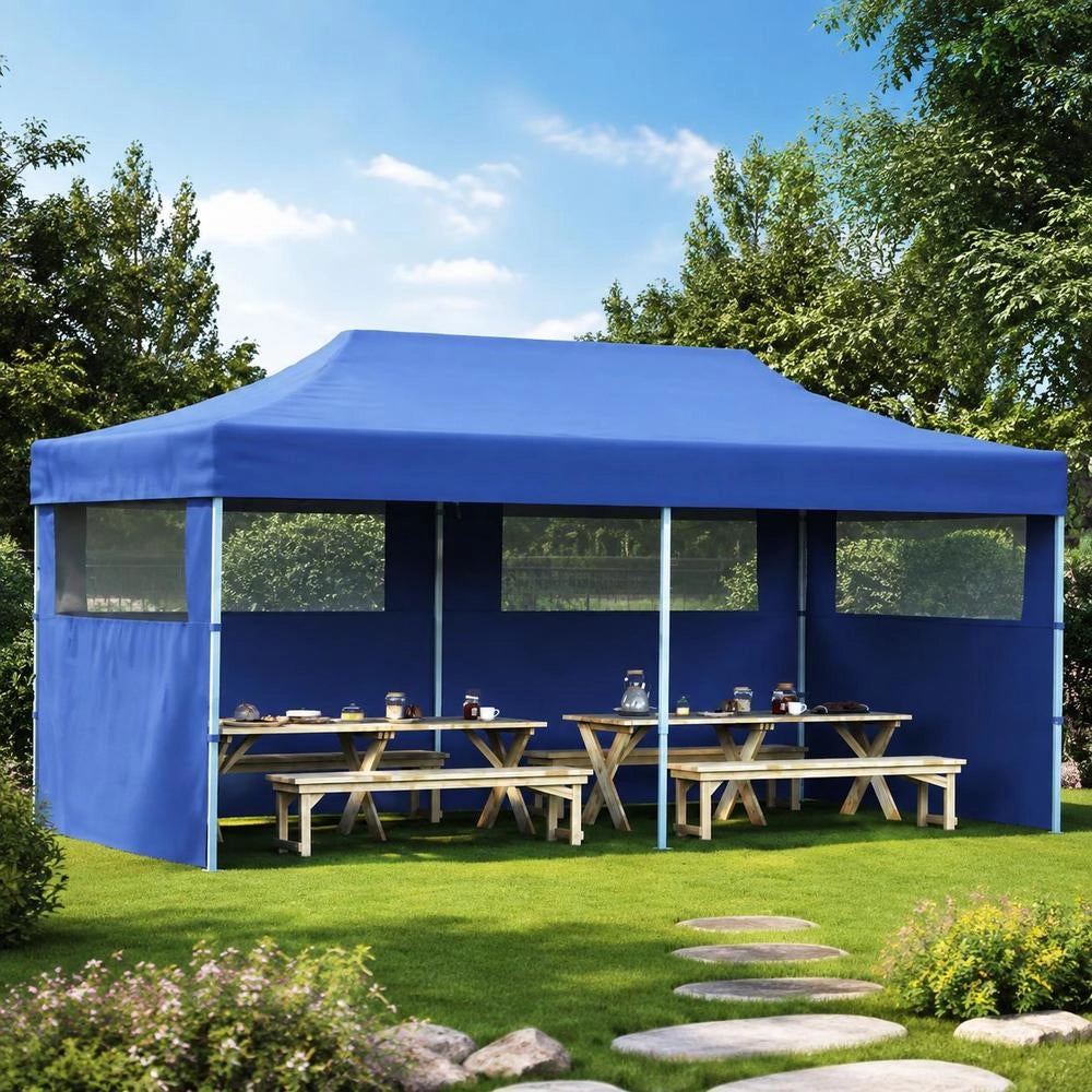 Pop-Up Party Tent, Foldable, Blue, 3x6 M