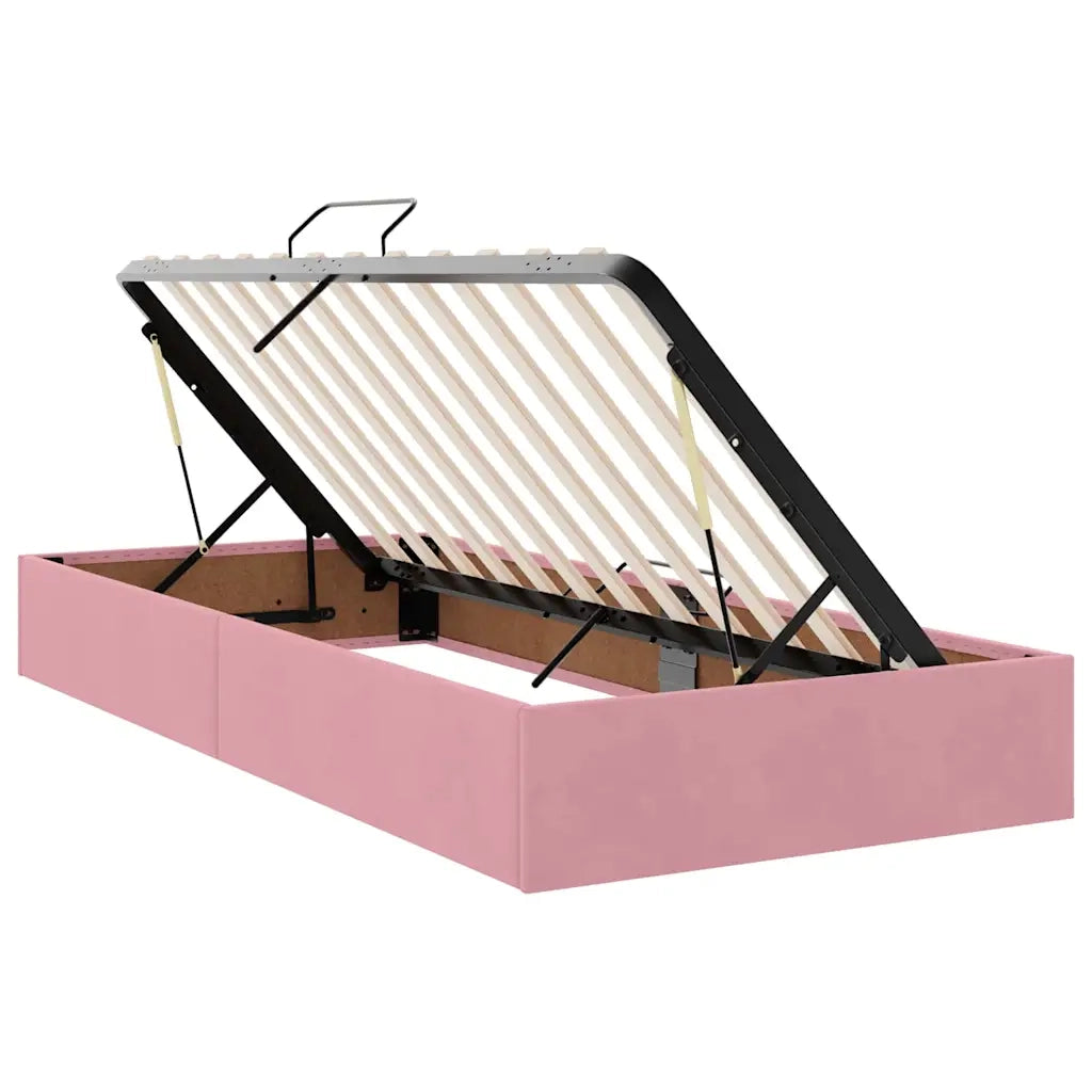 Letto con contenitore LED e materasso Rosa 90 x 200 cm Velluto 3371372