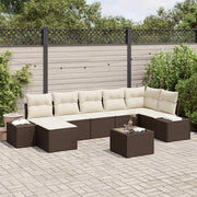 Set Divano da Giardino con cuscino 8 pcs Marrone polyrattan