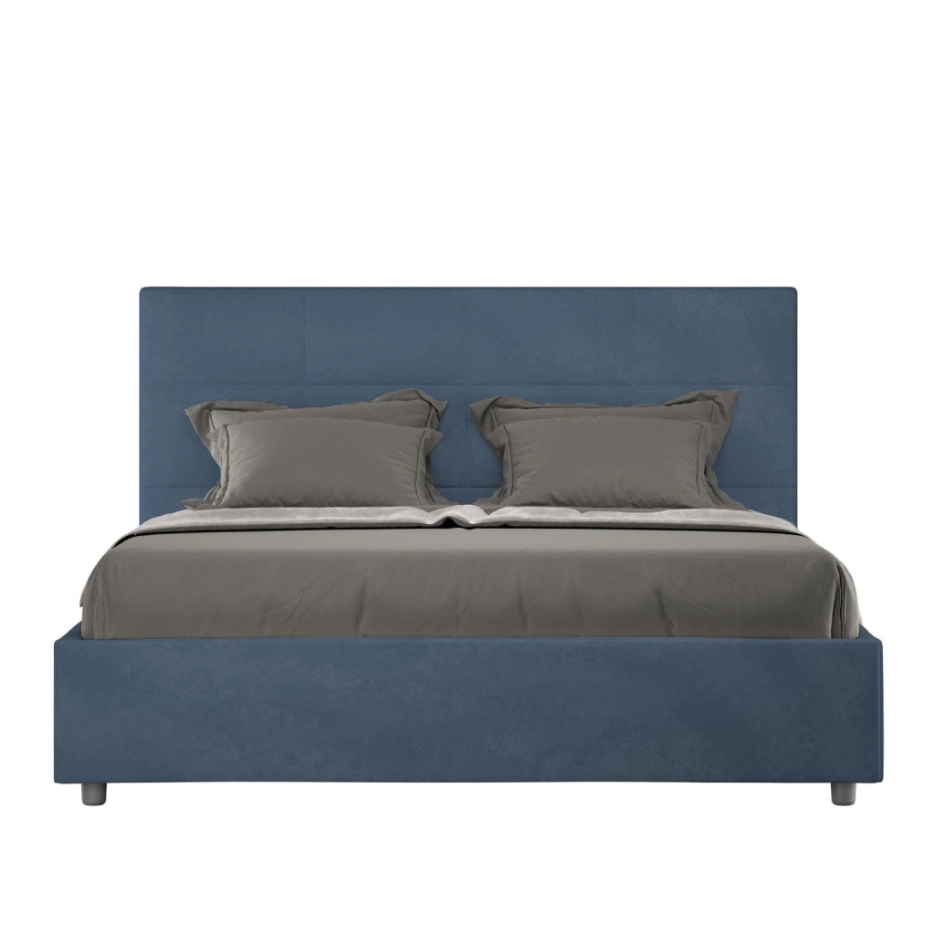 ityhome Letto matrimoniale king size senza rete imbottito 170x190 microfibra blu Mika