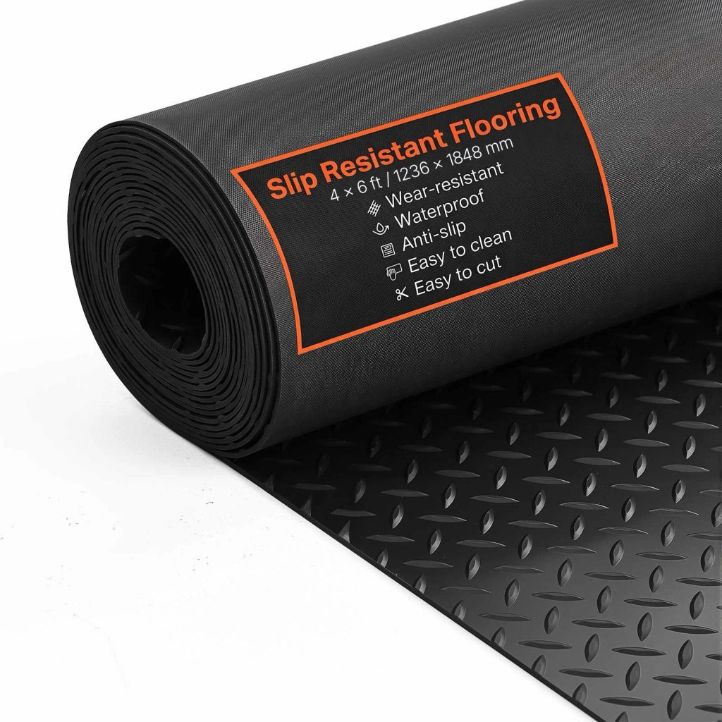 Tappeto in Gomma SBR Antiscivolo per Garage Officina e Magazzino 1236 x 1848 mm Spessore 3 mm Nero