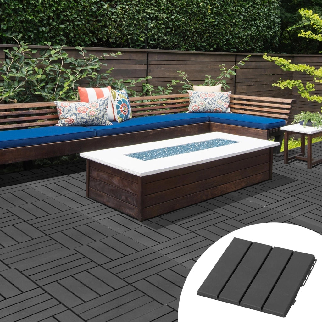 Dalles terrasse composite ¨C zephmum ¨C 9 pezzi, effetto legno, nero
