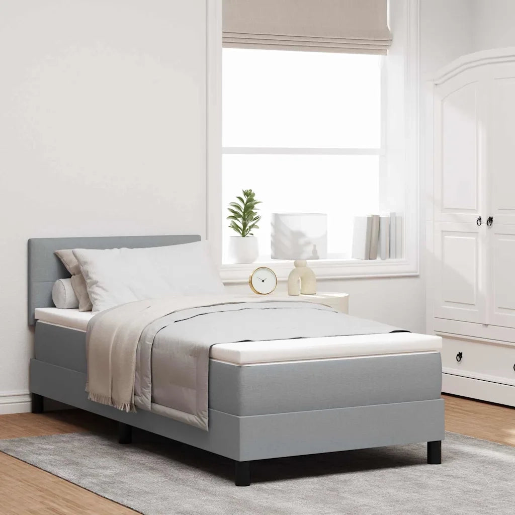 Letto a molle con materasso Grigio chiaro 90 x 190 cm Tessuto