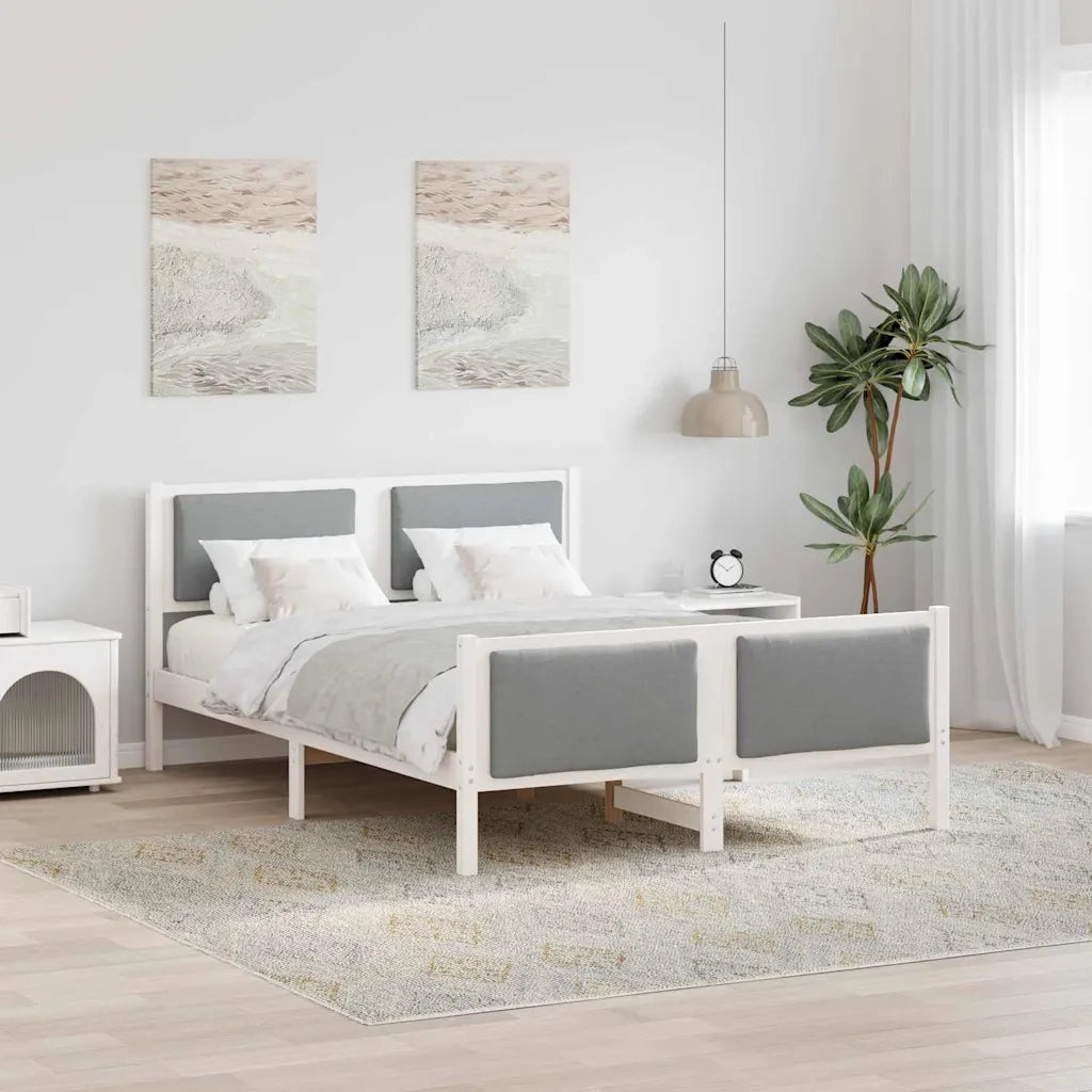 Letto matrimoniale | Letto per adulti | Struttura del letto Grigio chiaro 140 x 190 cm Tessuto