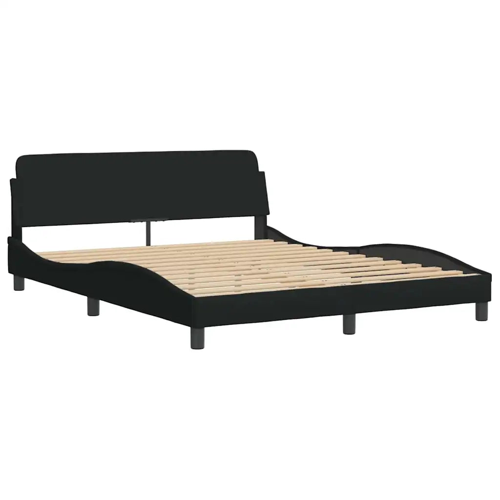 Letto matrimoniale | Letto per adulti | Giroletto senza Materasso Hanko Nero 160x200 cm in Tessuto