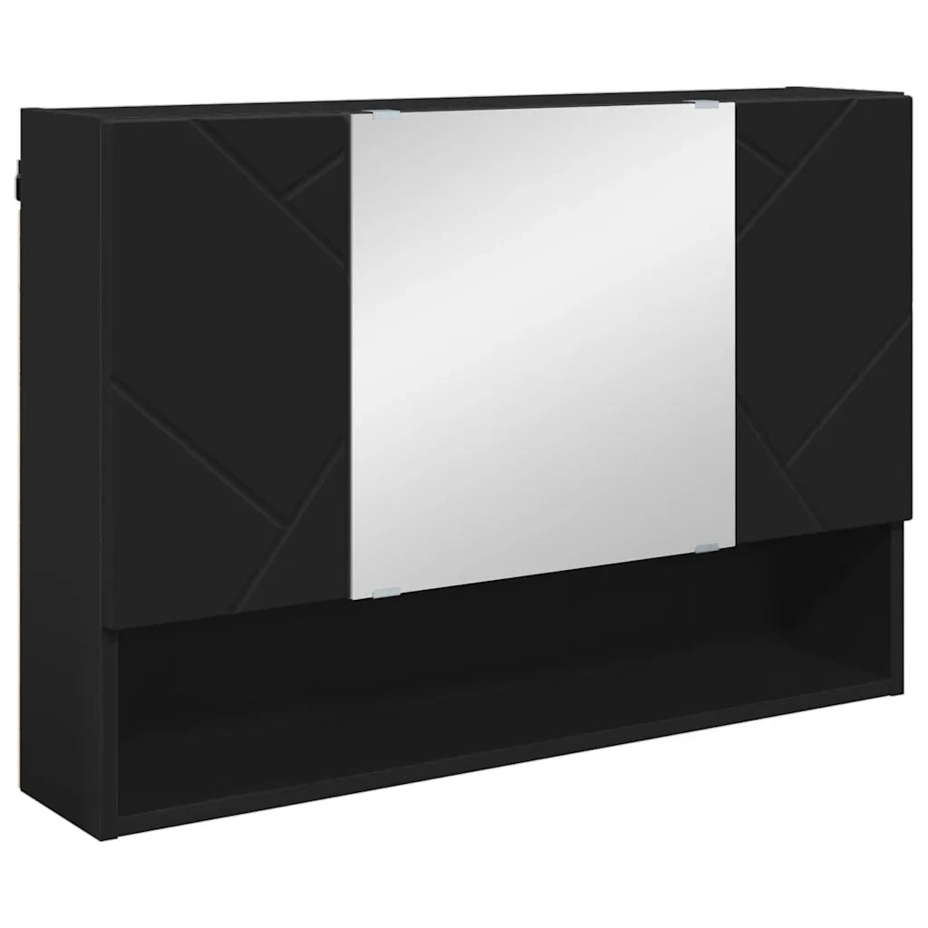 Set di mobili per il bagno con cassetto con porta 4 pcs Nero 3393054