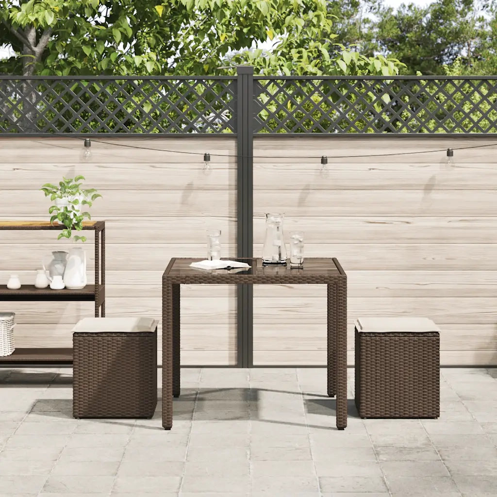 Sgabelli Giardino con Cuscini 2 pz Marrone 40x40x43cm Polyrattan CFW5724223