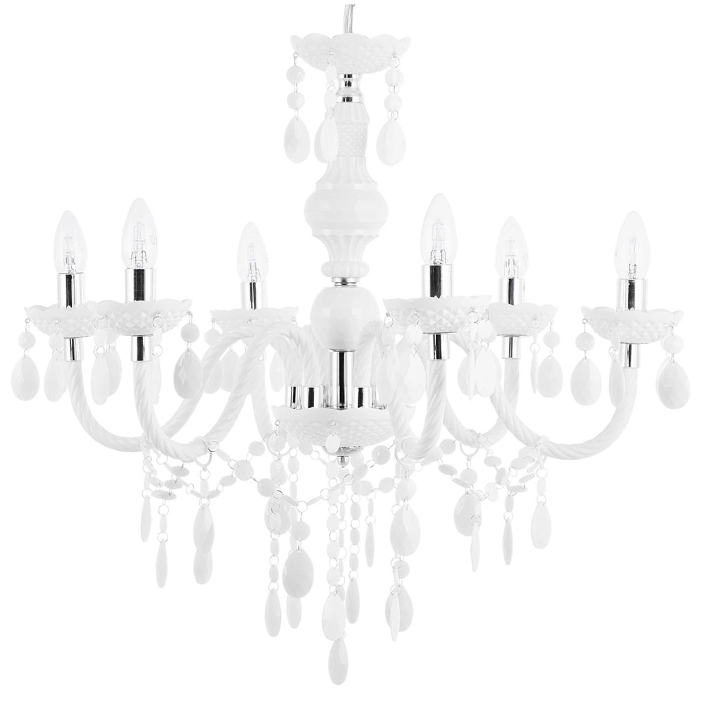 Lampadario Cristallo Bianco 6 Lampadine Glamour Soggiorno Camera da Letto