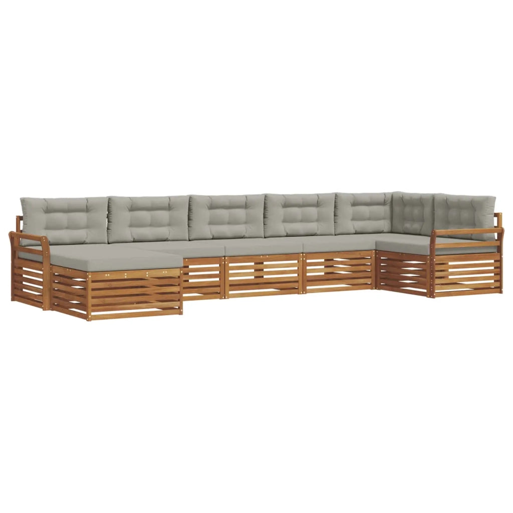 Set di divani da esterno 7 pz Grigio Naturale e Chiaro 3373821