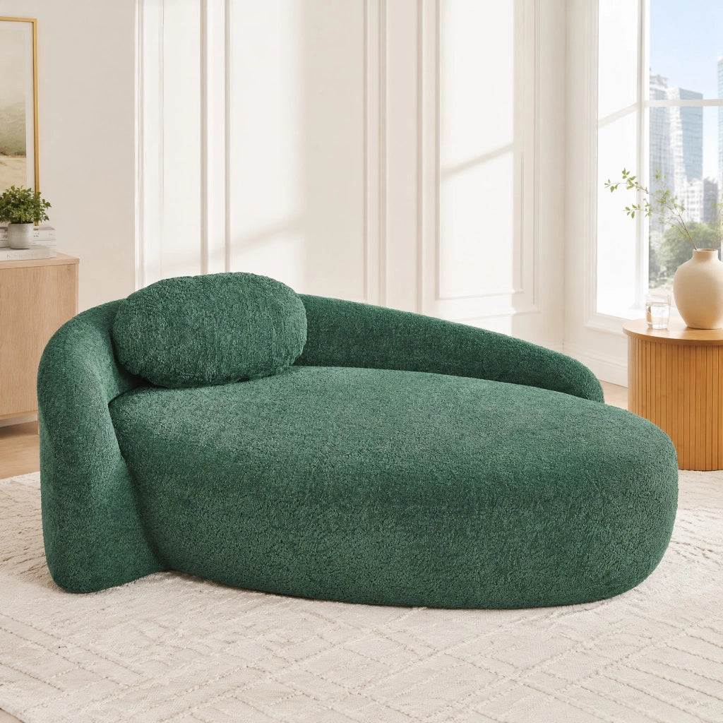 Divano in tessuto Teddy con schiuma ad alta elasticità; design arrotondato; verde