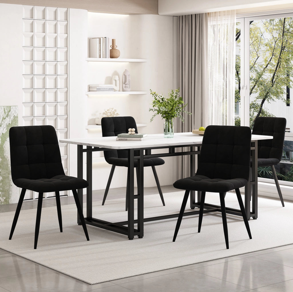 Set da pranzo nero con tavolo e 4 sedie