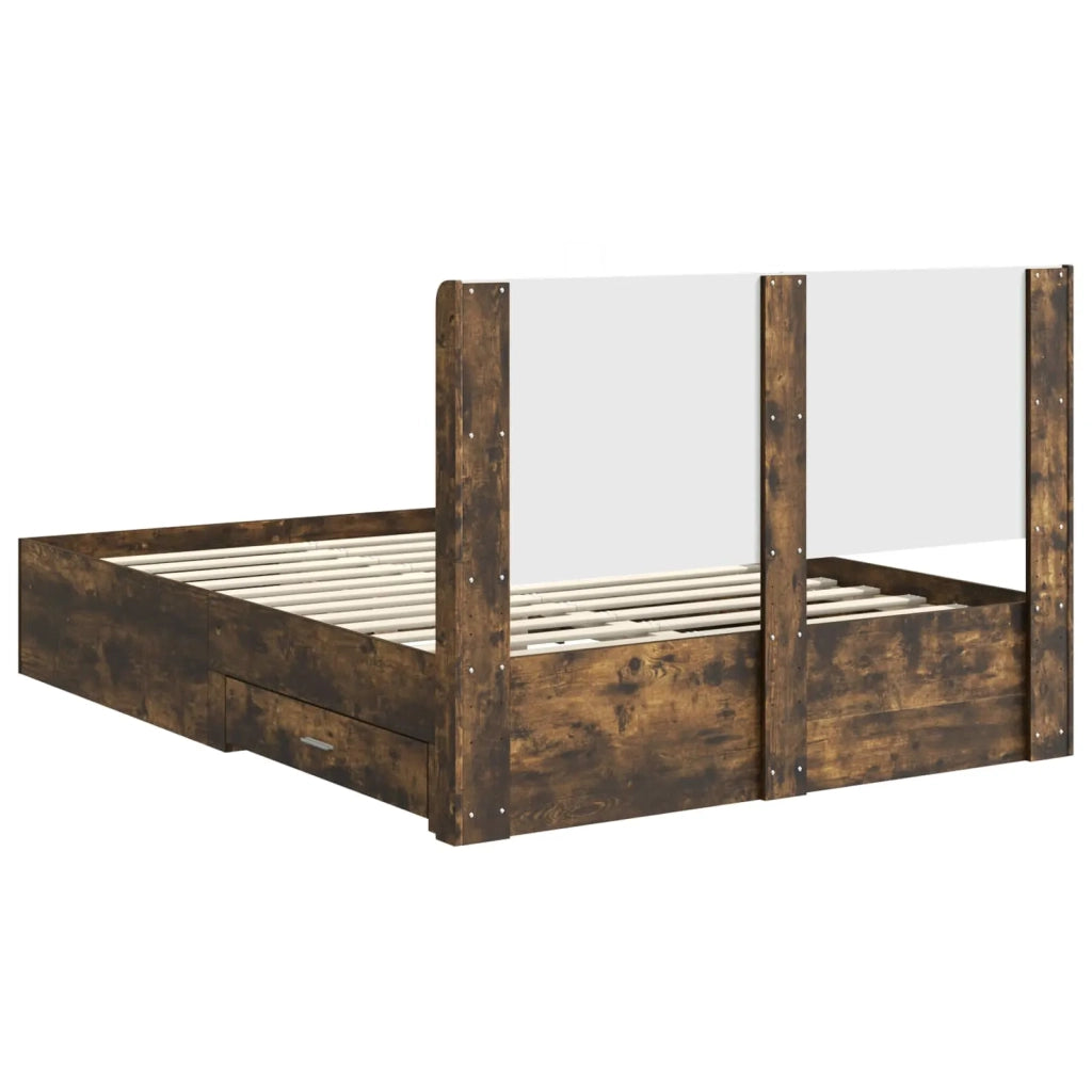 Struttura del letto con stoccaggio e testata Rovere Fumo 3414121